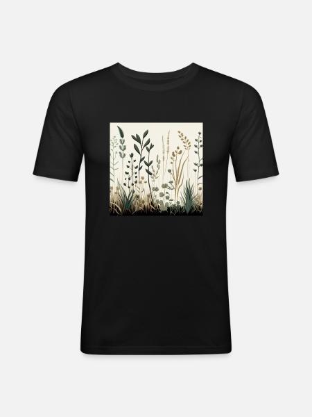 Meadow Mingle - Männer Slim Fit T-Shirt - Schwarz