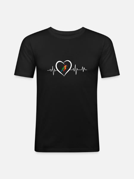 parrot heartbeat - Men's Slim Fit T-Shirt - black