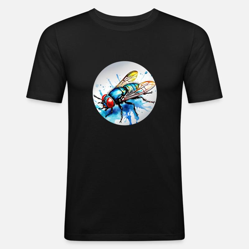 Fliege rund - Männer Slim Fit T-Shirt - Schwarz