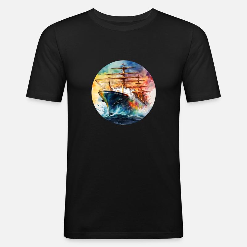 Ship Large Round Batch - Men's Slim Fit T-Shirt - black