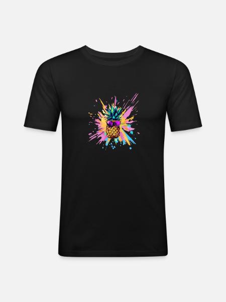 pineapple - Männer Slim Fit T-Shirt - Schwarz