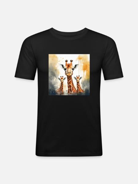 Giraffe Family - Men's Slim Fit T-Shirt - black