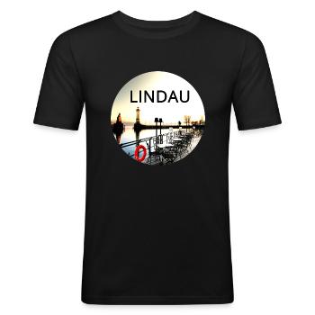 Lindau Lake Constance around February contrast water - Men's Slim Fit T-Shirt - black - Front - Nik (191cm)