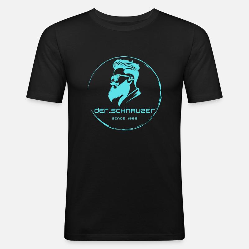 der_schnauzer hellblau - Männer Slim Fit T-Shirt - Schwarz