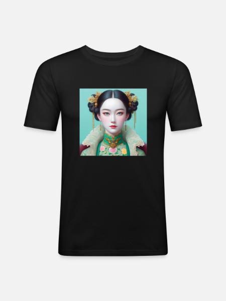 Fille papillon - T-shirt près du corps Homme - noir