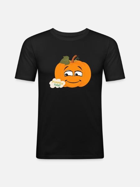 Pumpkin Time - Männer Slim Fit T-Shirt - Schwarz