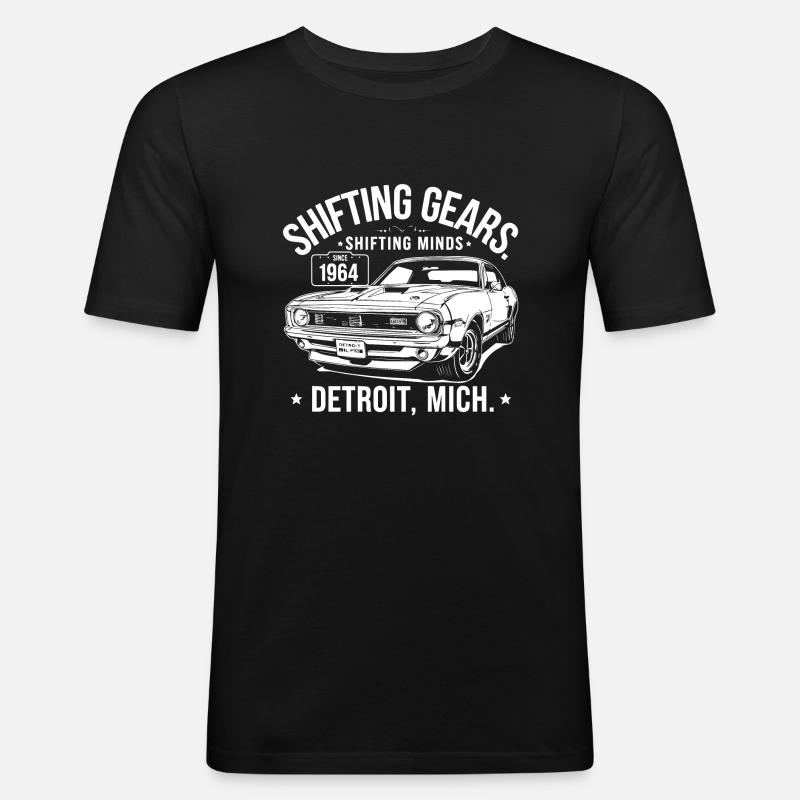 Schalten Oldtimer 2 - Männer Slim Fit T-Shirt - Schwarz