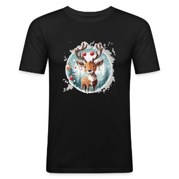 Xmas_Deer - T-shirt près du corps Homme - noir - Devant - Nik (191cm)