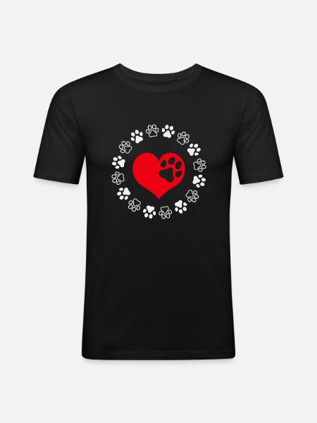 J aime les chiens - T-shirt près du corps Homme - noir