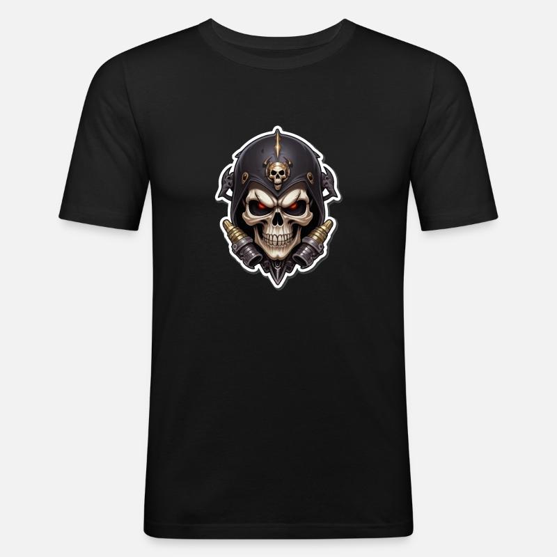 Totenkopf Skull - Männer Slim Fit T-Shirt - Schwarz