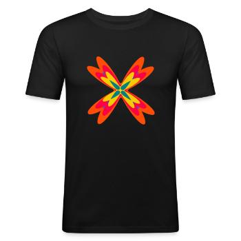 Abstrakte aus drei verschiedenen Mustern - Männer Slim Fit T-Shirt - Schwarz - Vorne - Nik (191cm)