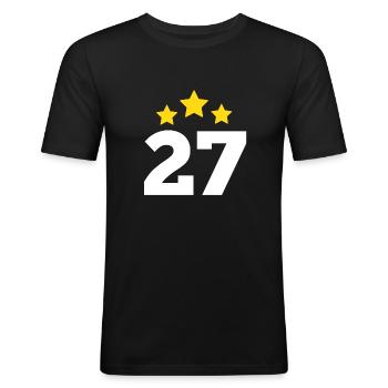 27 ans étoile - cadeau 27e anniversaire - T-shirt près du corps Homme - noir - Devant - Nik (191cm)
