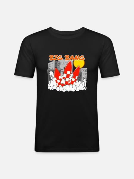 Urknall - Männer Slim Fit T-Shirt - Schwarz