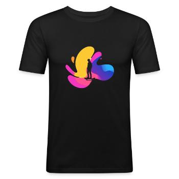 Longboard Boarder - Männer Slim Fit T-Shirt - Schwarz - Vorne - Nik (191cm)