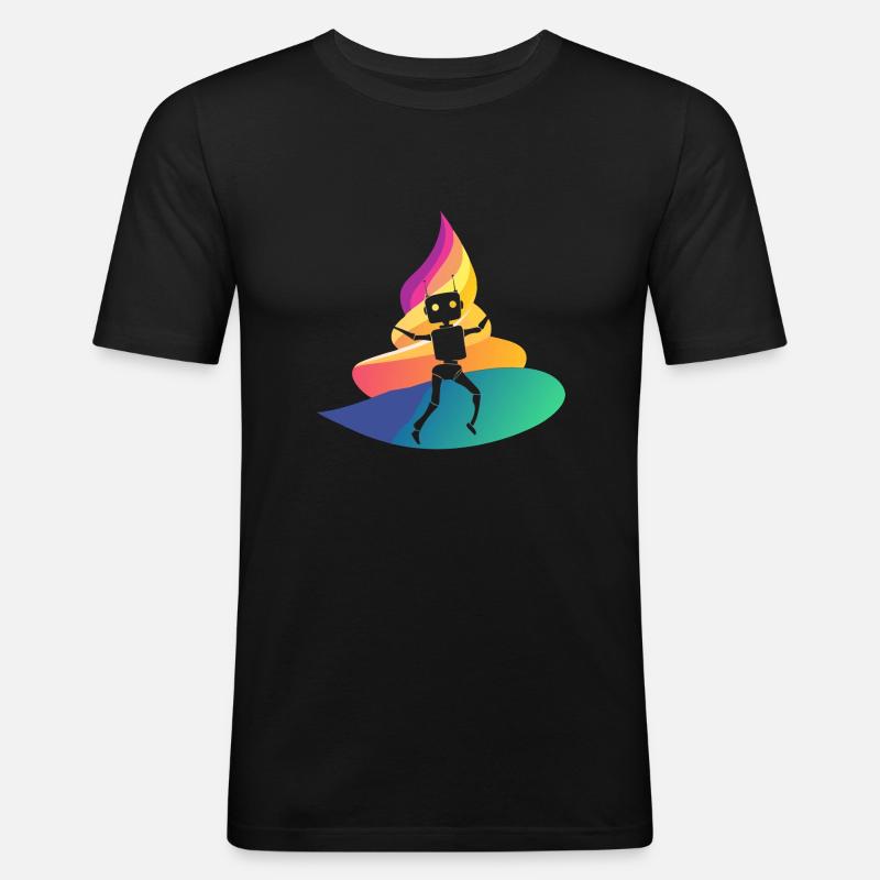 Roboter Tech Informatik - Männer Slim Fit T-Shirt - Schwarz
