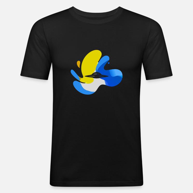 Ufo Mars - Männer Slim Fit T-Shirt - Schwarz