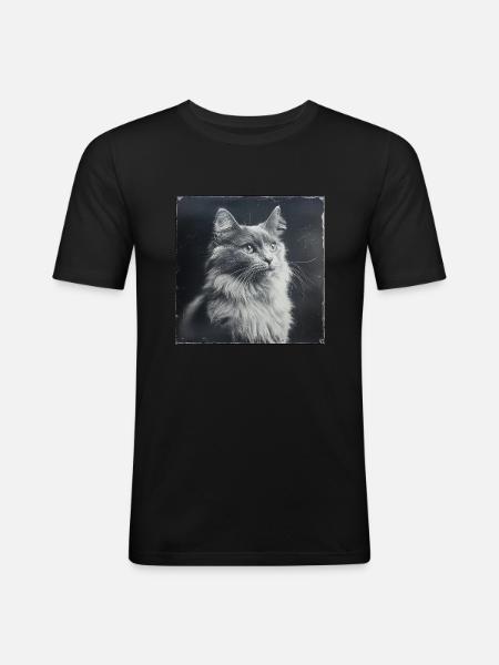 Black Animals - Antique Cat - Men's Slim Fit T-Shirt - black