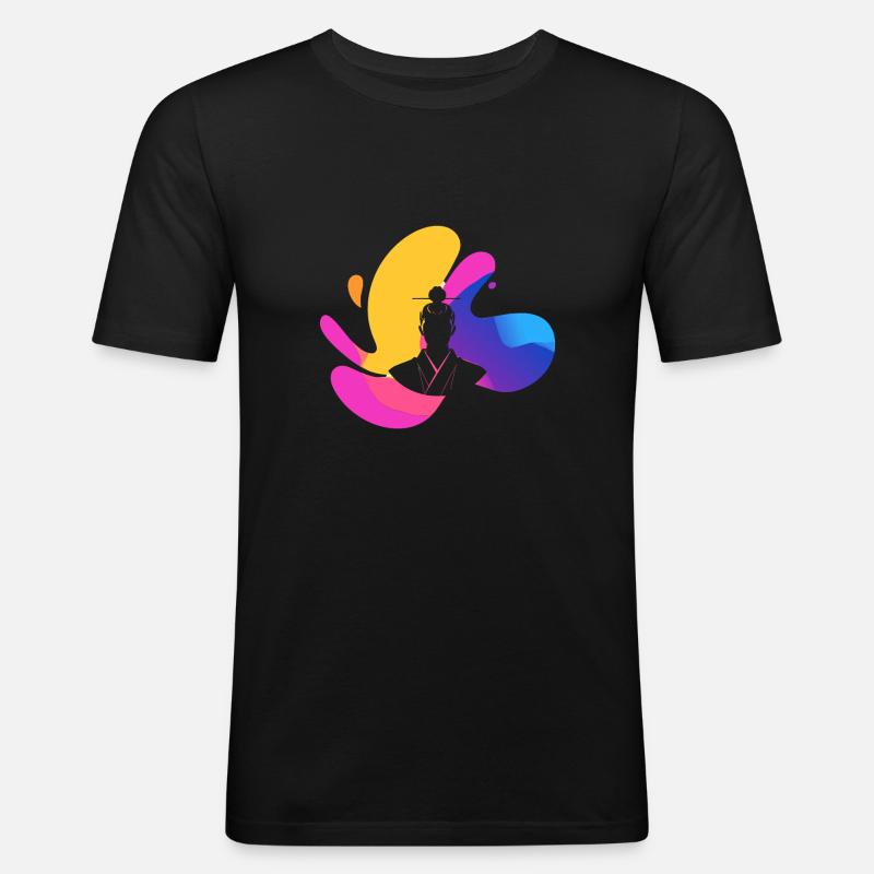 Ninja Karate - Männer Slim Fit T-Shirt - Schwarz