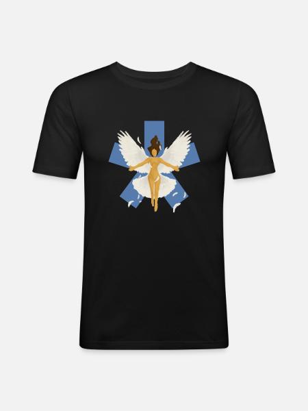 Heiliger Engel - Männer Slim Fit T-Shirt - Schwarz