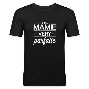 mamie very parfaite - T-shirt près du corps Homme - noir - Devant - Nik (191cm)