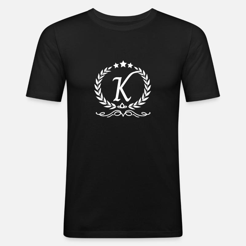 Buchstabe k Krone - Männer Slim Fit T-Shirt - Schwarz