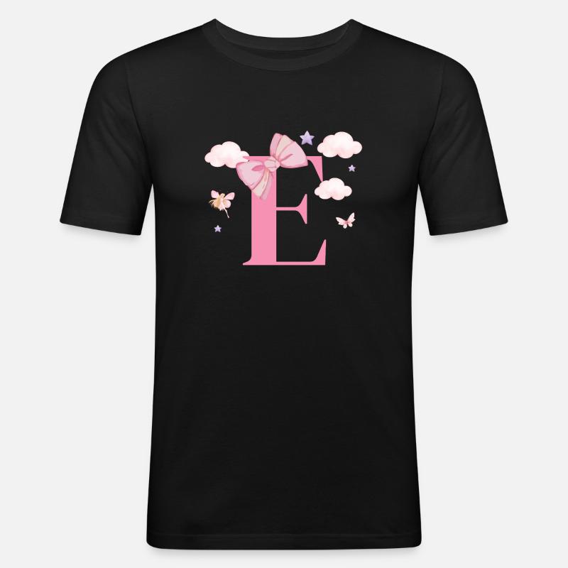 Letter e pink clouds - Men's Slim Fit T-Shirt - black