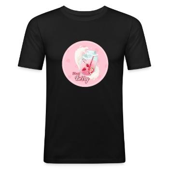 strawberry milk - Men's Slim Fit T-Shirt - black - Front - Nik (191cm)