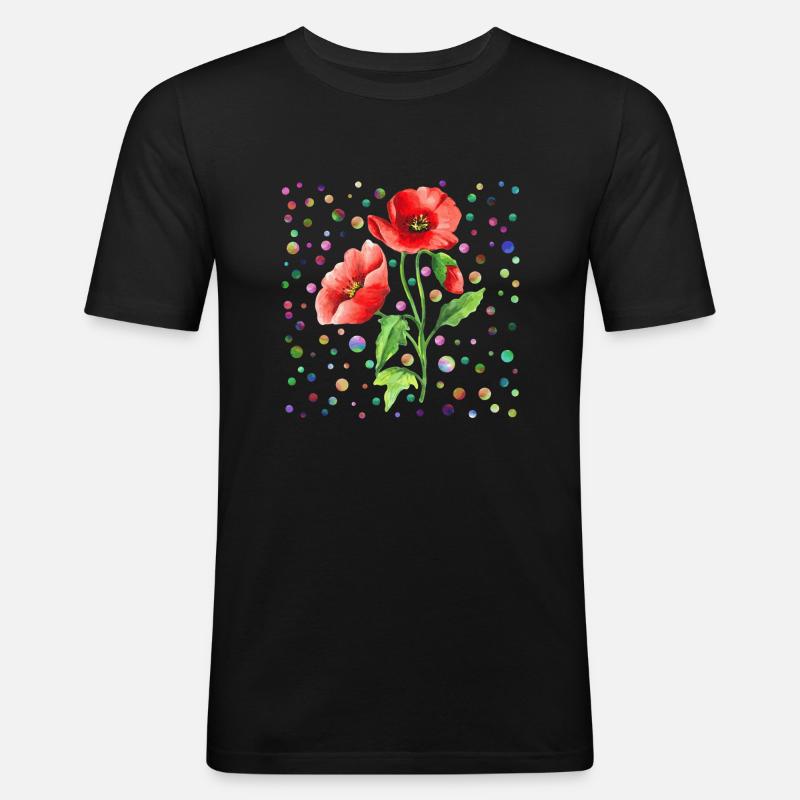 Blumen - Männer Slim Fit T-Shirt - Schwarz