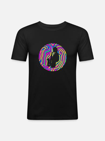 Saxophon Orleans Blaskapelle - Männer Slim Fit T-Shirt - Schwarz