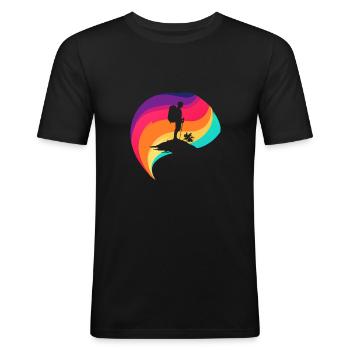 Hikers Trekking Mountaineers - Men's Slim Fit T-Shirt - black - Front - Nik (191cm)