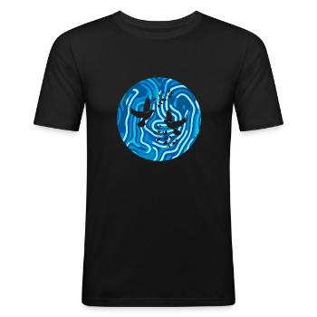 Colombe de la Paix Tourterelles - T-shirt près du corps Homme - noir - Devant - Nik (191cm)