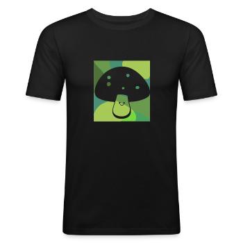 Champignons végétariens vénéneux - T-shirt près du corps Homme - noir - Devant - Nik (191cm)