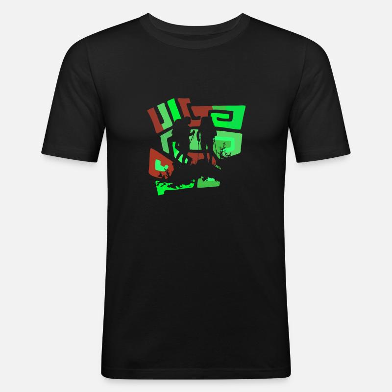 Wanderung Hiking - Männer Slim Fit T-Shirt - Schwarz