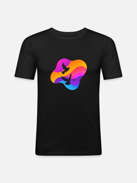 Taube Taubenei Turteltauben - Männer Slim Fit T-Shirt - Schwarz
