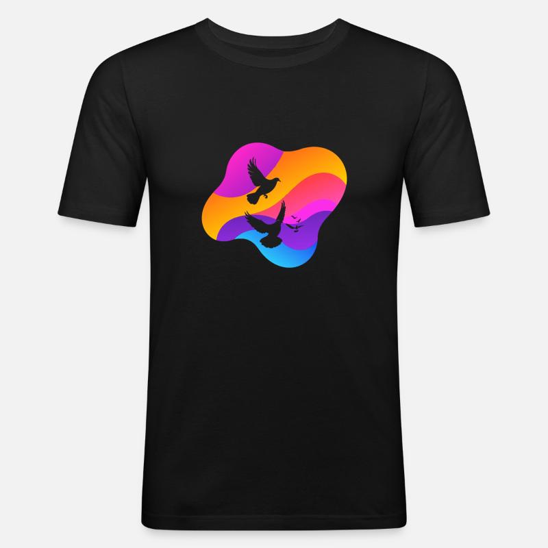 Taube Taubenei Turteltauben - Männer Slim Fit T-Shirt - Schwarz