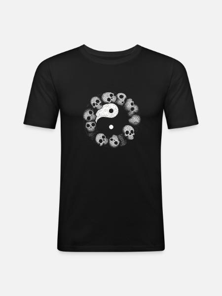 Yin Yang Skull - Men's Slim Fit T-Shirt - black