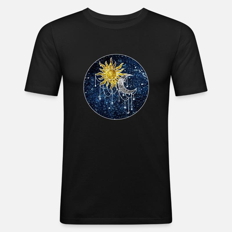 Kosmische Sonne und Mond - Männer Slim Fit T-Shirt - Schwarz
