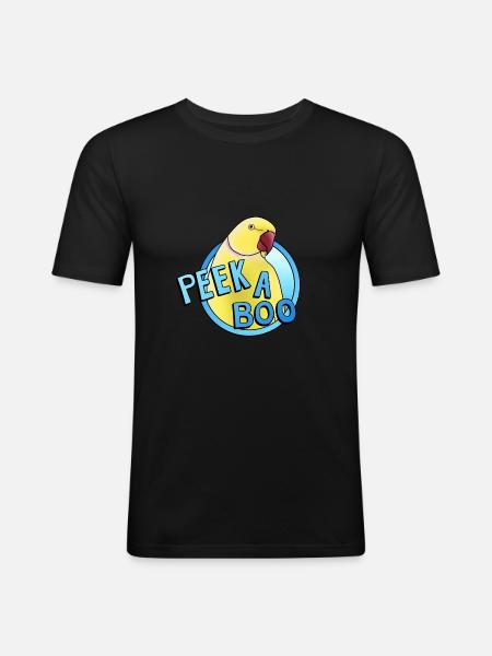 yellow collared parakeet "Peek-a-boo" - Men's Slim Fit T-Shirt - black