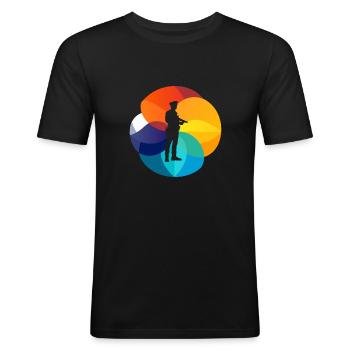 Polizei Streife Kriminalitaet - Männer Slim Fit T-Shirt - Schwarz - Vorne - Nik (191cm)