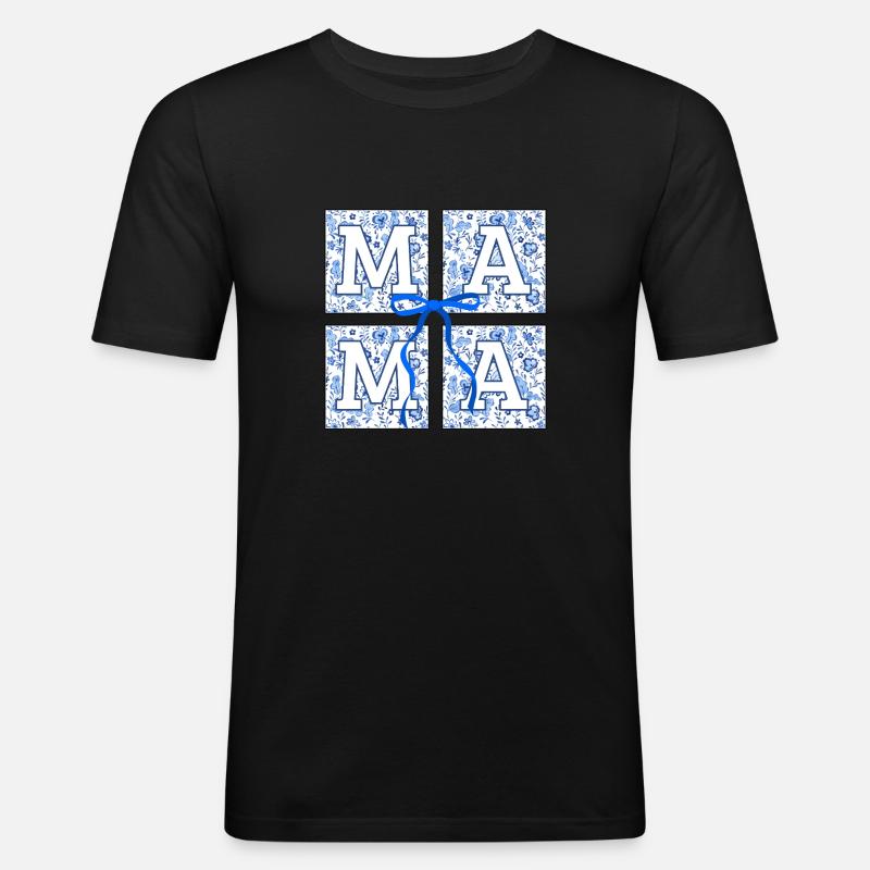 Mama Flowers - Mama Geschenkidee - Männer Slim Fit T-Shirt - Schwarz