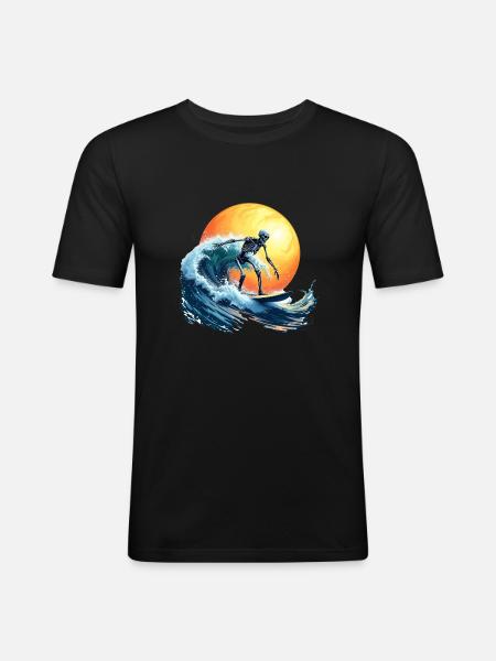 Surfing Skeleton - Men's Slim Fit T-Shirt - black