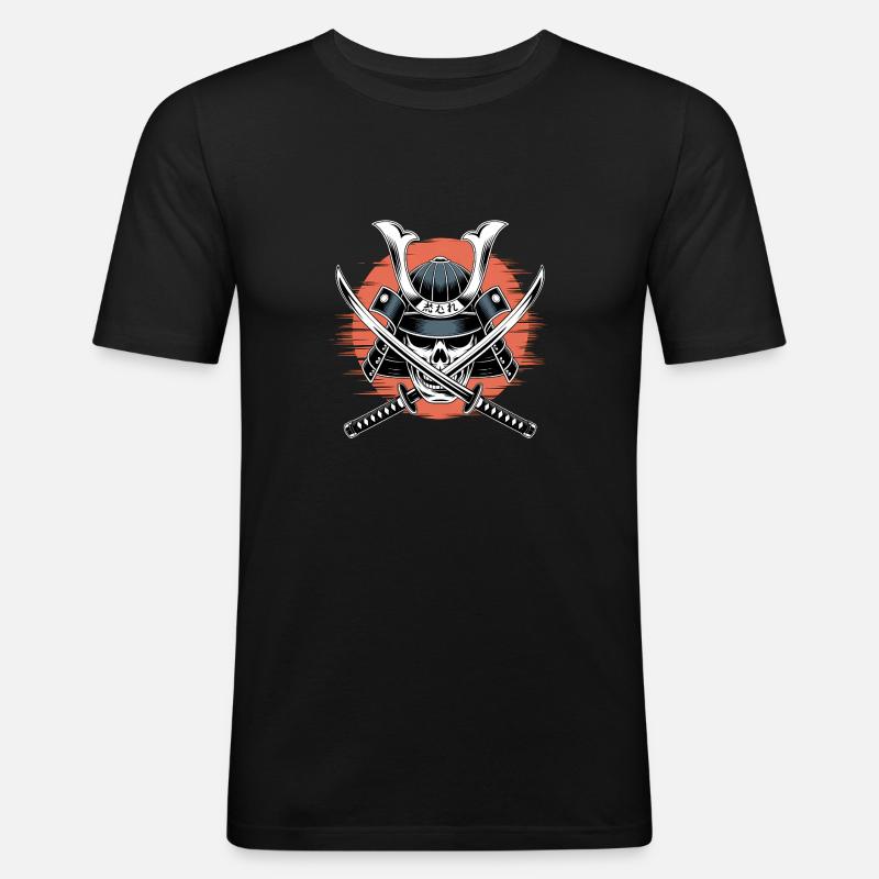 Japanischer Samurai-Krieger - Männer Slim Fit T-Shirt - Schwarz