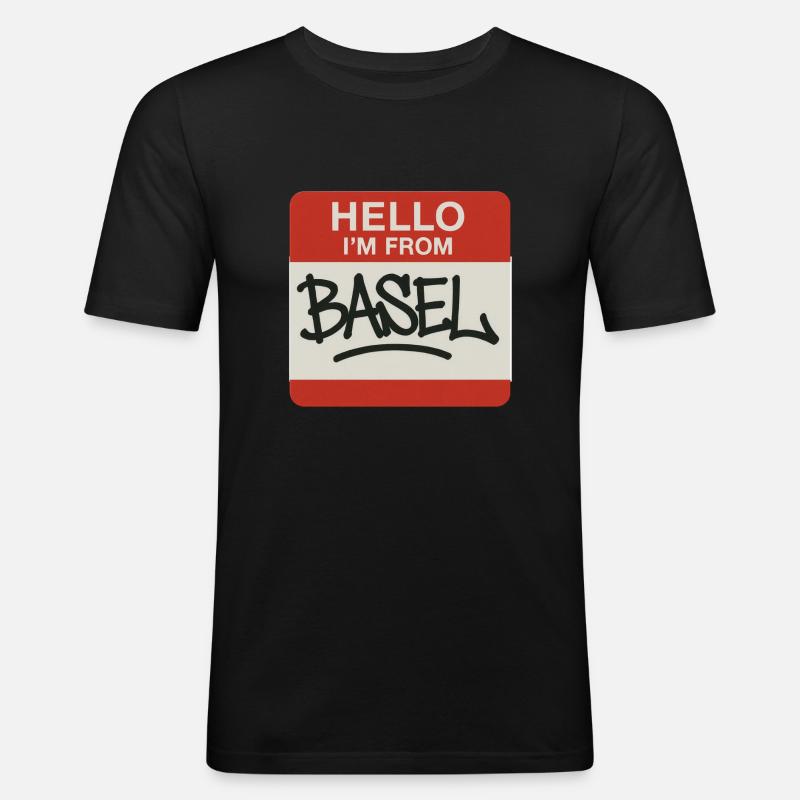 Basel graffiti - Männer Slim Fit T-Shirt - Schwarz