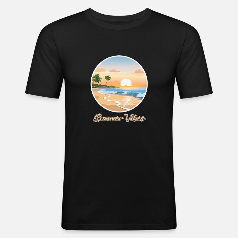 Sommer-Vibes - Männer Slim Fit T-Shirt - Schwarz
