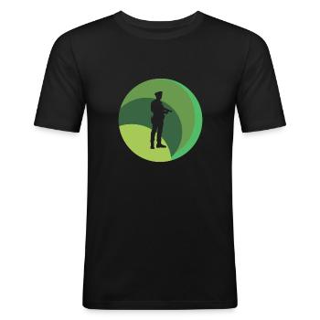 Patrouille de fonctionnaires Loi et ordre - T-shirt près du corps Homme - noir - Devant - Nik (191cm)