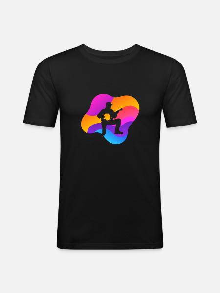 Banjo Dixieland - Männer Slim Fit T-Shirt - Schwarz