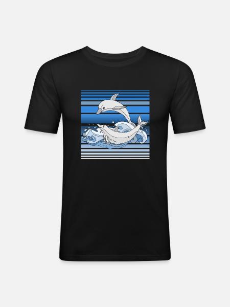 Delphine - Männer Slim Fit T-Shirt - Schwarz