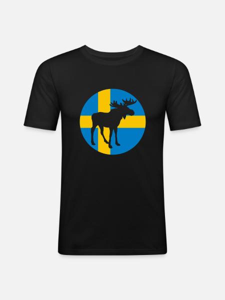 elk_2 (zweifarbig) - Männer Slim Fit T-Shirt - Schwarz
