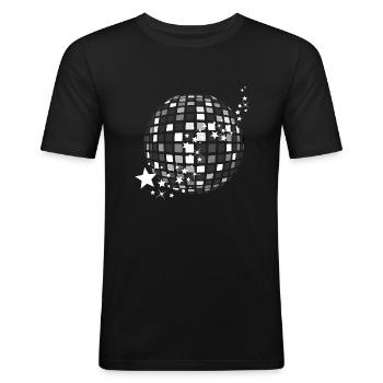 Disco Ball Glittering Disco Ball Schlager Party - Men's Slim Fit T-Shirt - black - Front - Nik (191cm)