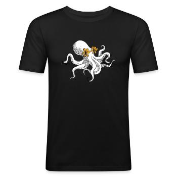 Poulpe - T-shirt près du corps Homme - noir - Devant - Nik (191cm)